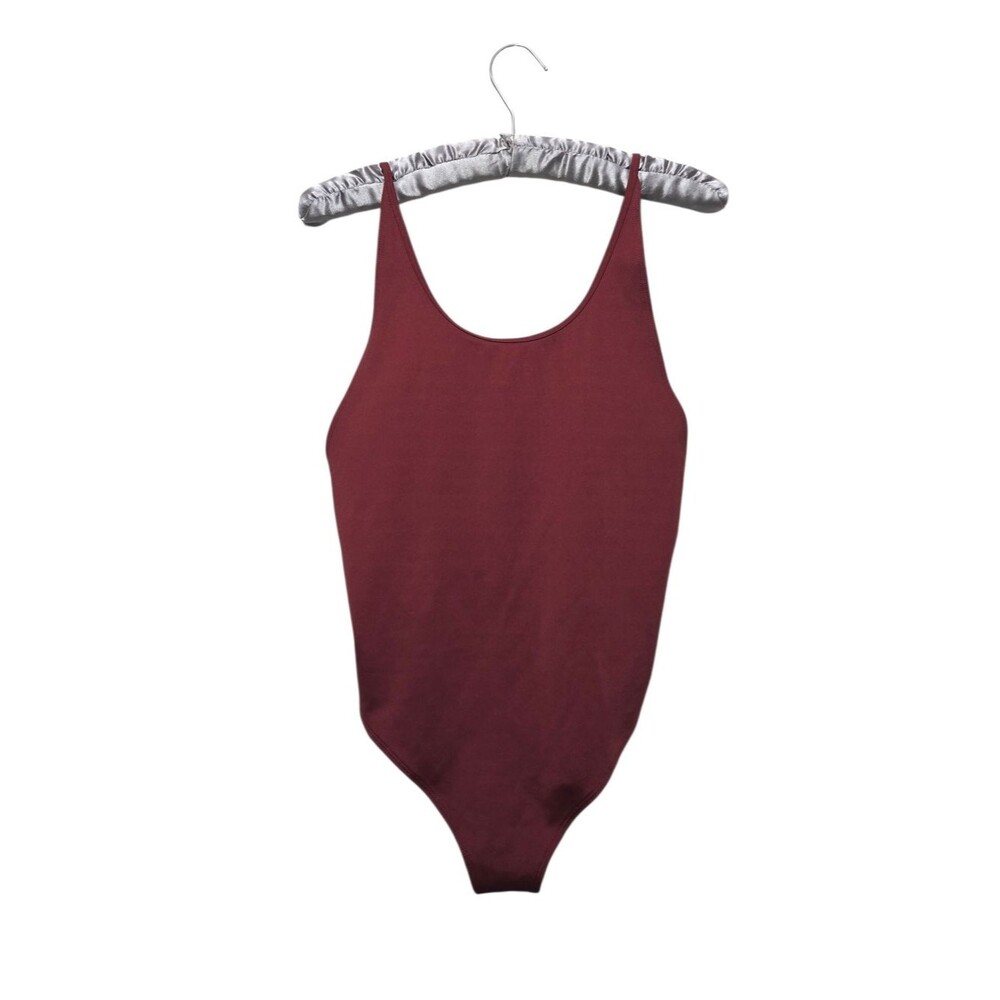 Free People f.p. movement Wine Red Burgundy Spaghetti Strap Tank Top Bodysuit M